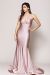 Halter Neck Empire Charmeuse Prom Dress in Rose Brown